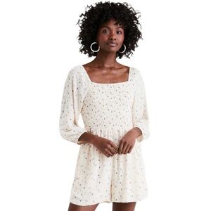 AE long sleeve smocked floral romper m